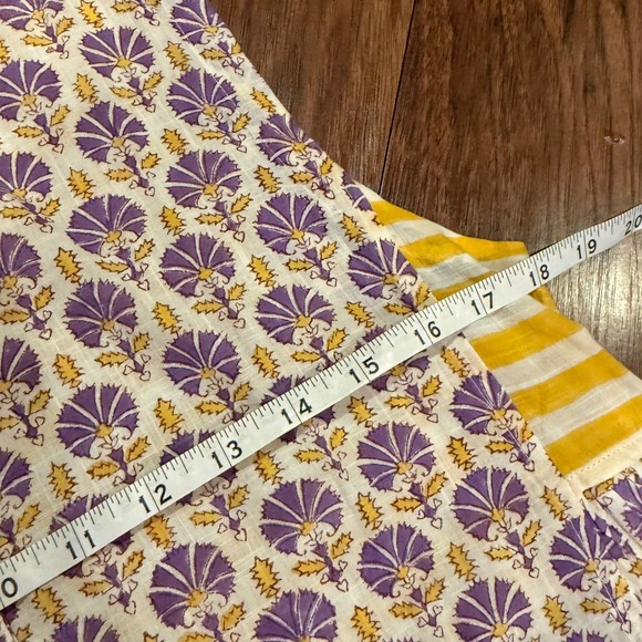 Ros Garden Sleeveless Floral Midi Dress Purple Yellow Stripe Sml Boho Feminine - Picture 11 of 12